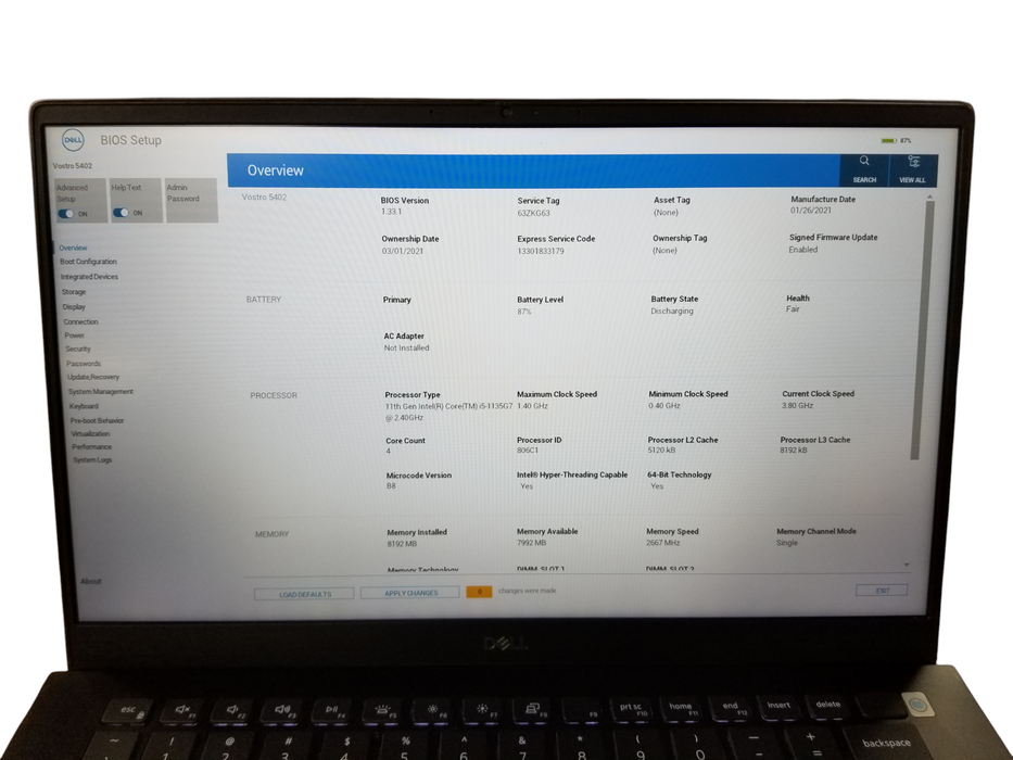 Dell Vostro 5402 Core i5-1135G7 @1.40GHz 8GB RAM DDR4 256GB SSD *READ*  Lap200