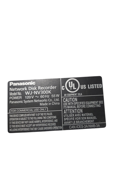 Panasonic IPro Network Disk Recorder Model: WJ-NV300 =