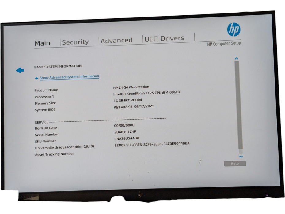 HP Z4 G4 Workstation Intel Xeon W-2125 16GB RAM 256GB NVMe SSD  -