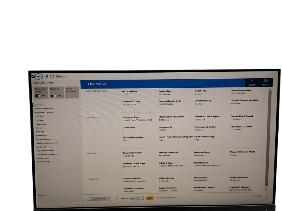 Dell OptiPlex Micro 7020 i3 - 14100T 16GB DDR5 SDRAM   θ