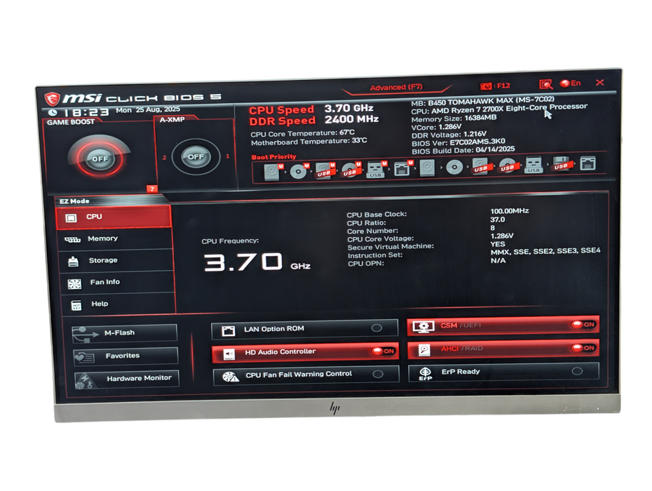 MSI B450 Tomahawk max AMD AM4 Ryzen 7 2700X 16GB RAM Combo  -