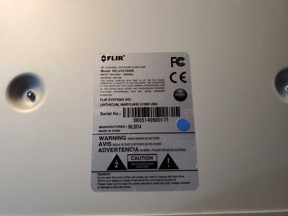 FLIR (TELEDYNE FLIR) DNR3216000 16 CHANNEL DVR/NVR