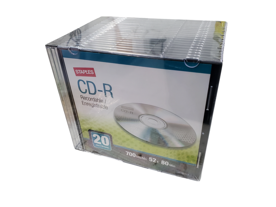 Staples 20 Blank CD-Rs Recordable Compact Discs in Cases 52x speed 700MB