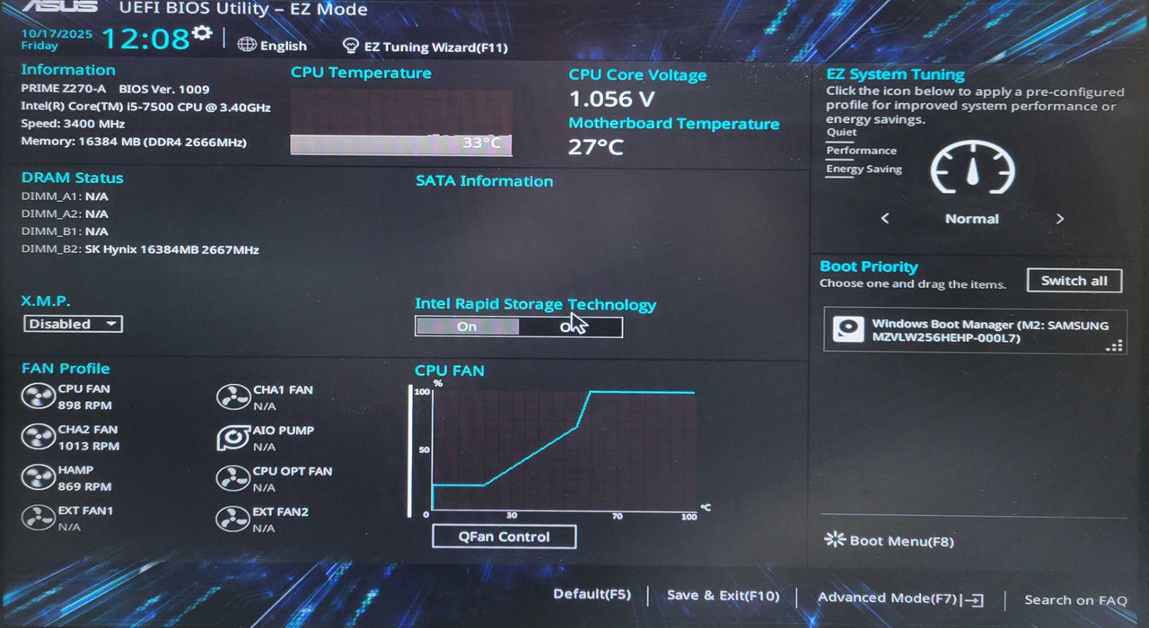 Custom PC ASUS PRIME Z270-A Core i5-7500 @ 3.40GHz 16GB RAM 256GB NVMe !