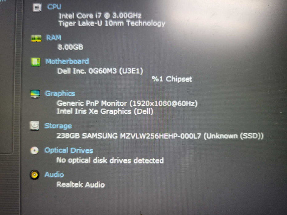 Dell Latitude 5520 Core i7-1185G7 4.8GHz 8GB RAM 256GB SSD READ _ Lap200