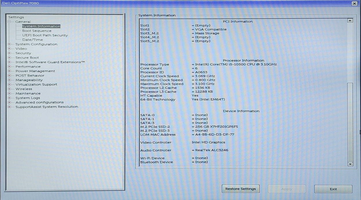 Dell OptiPlex 7080 SFF, i5-10500 3.10GHz, 16GB DDR4, 256GB NVMe, RX640 4GB