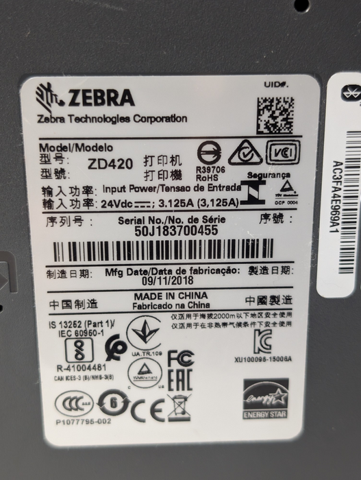 Zebra ZD420 ZD42042-C01W01EZ Thermal Label Printer  -