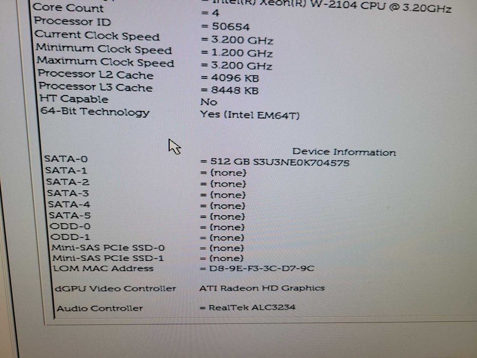 Dell Precision 5820 - Xeon W-2104 32GB DDR4 RADEON PRO WX4100 512GB SSD %