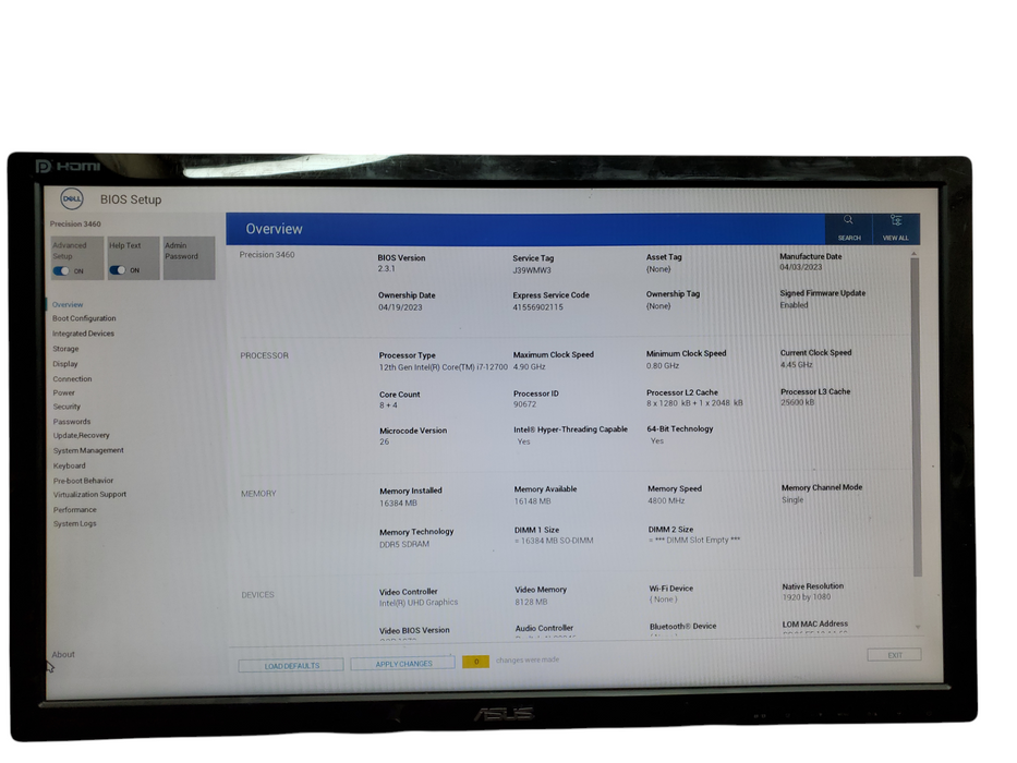Dell Precision 3460 SFF, i7-12700@2.10GHz, 16GB PC5, 256GB NVMe, no OS
