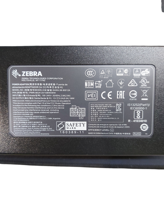Lot 4x ZEBRA POWER ADAPTER PWR-BGA12V50W0WW W/CBL-DC-388A1-01 W/POWER CORD Q