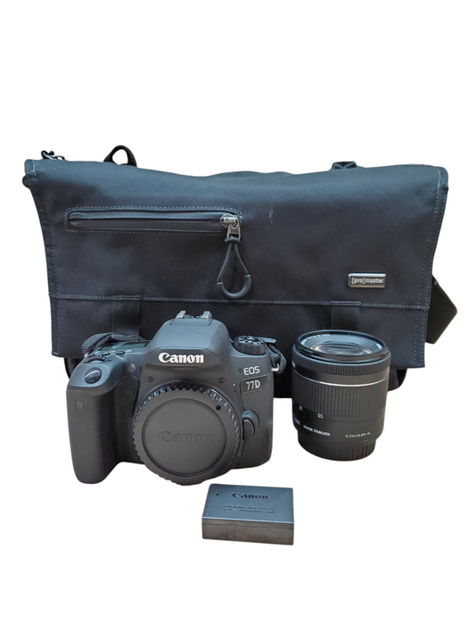 Canon EOS 77D 24.2 MP DSLR w/ EF-S 18-55MM & Battery/Case