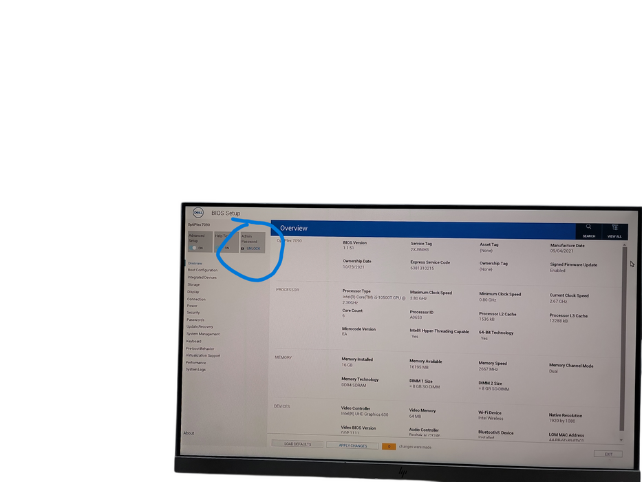 Dell Optiplex 7090 Micro i5 - 10500T|256GB NVMe|16GB DDR4 Ram| BIOS Locked
