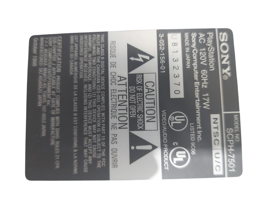 Sony Playstation 1 Model: SCPH-7501 =