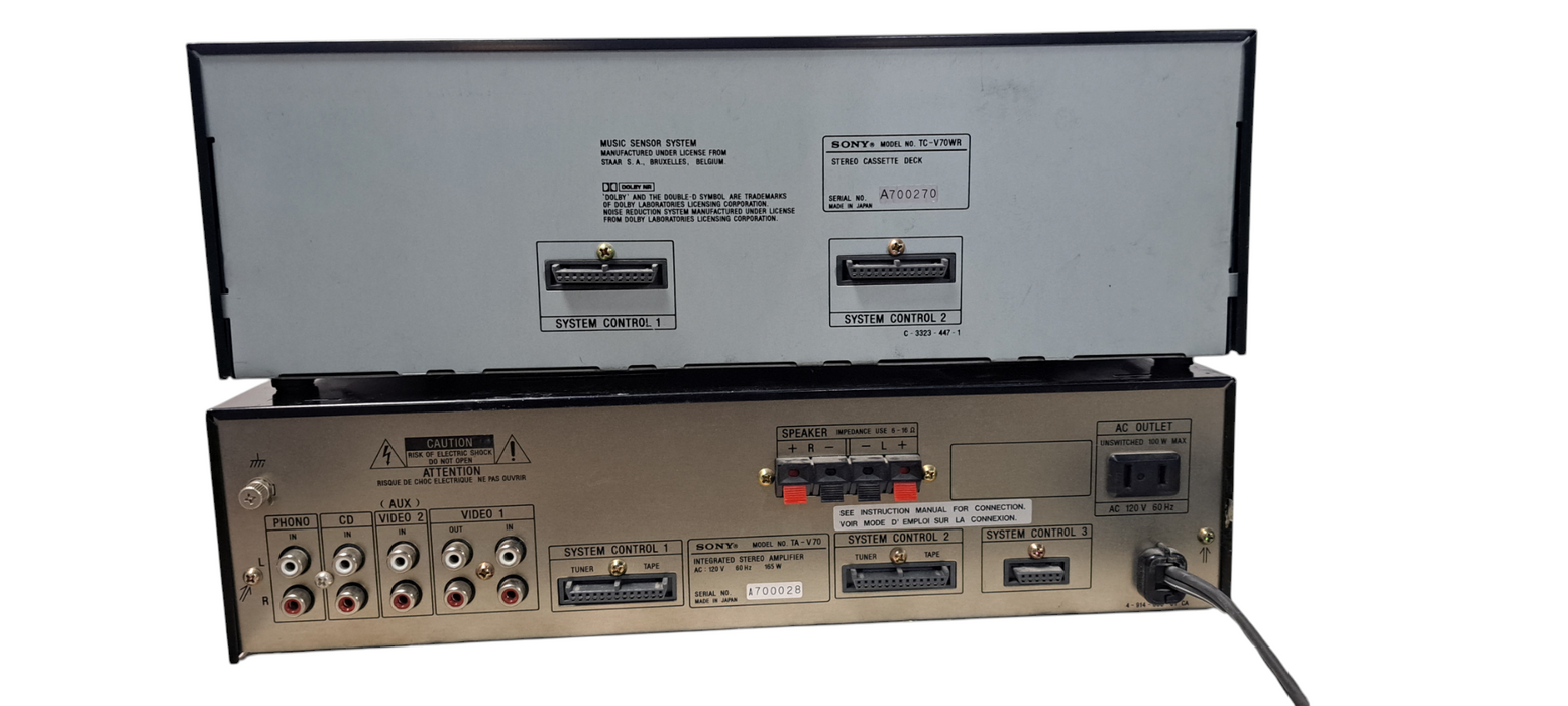 Sony TA-70V Integrated Amp & TC-V70WR Dual Cassette Deck Stereo READ