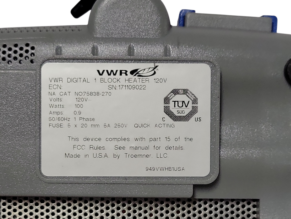 VWR Digital 1 Block heater 120V NO75838-270, missing plate _