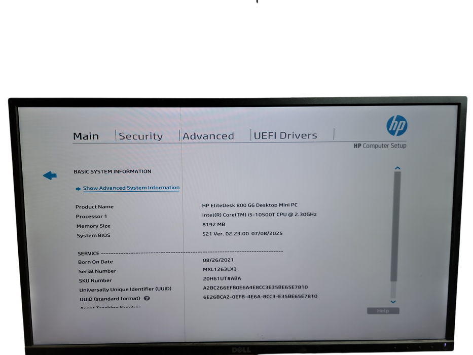 HP EliteDesk 800 G6 Micro i5 - 10500T @ 2.30GHz 8GB DDR4 Ram No HDD