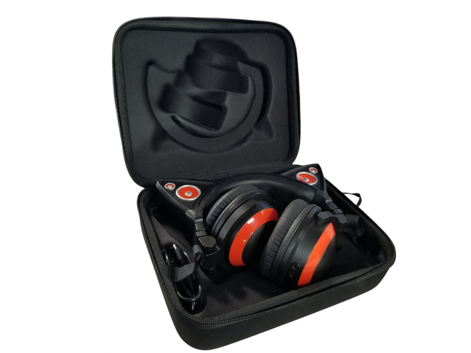 Brookstone wired Cat Ear Headphones w/ LED Lights and Case.