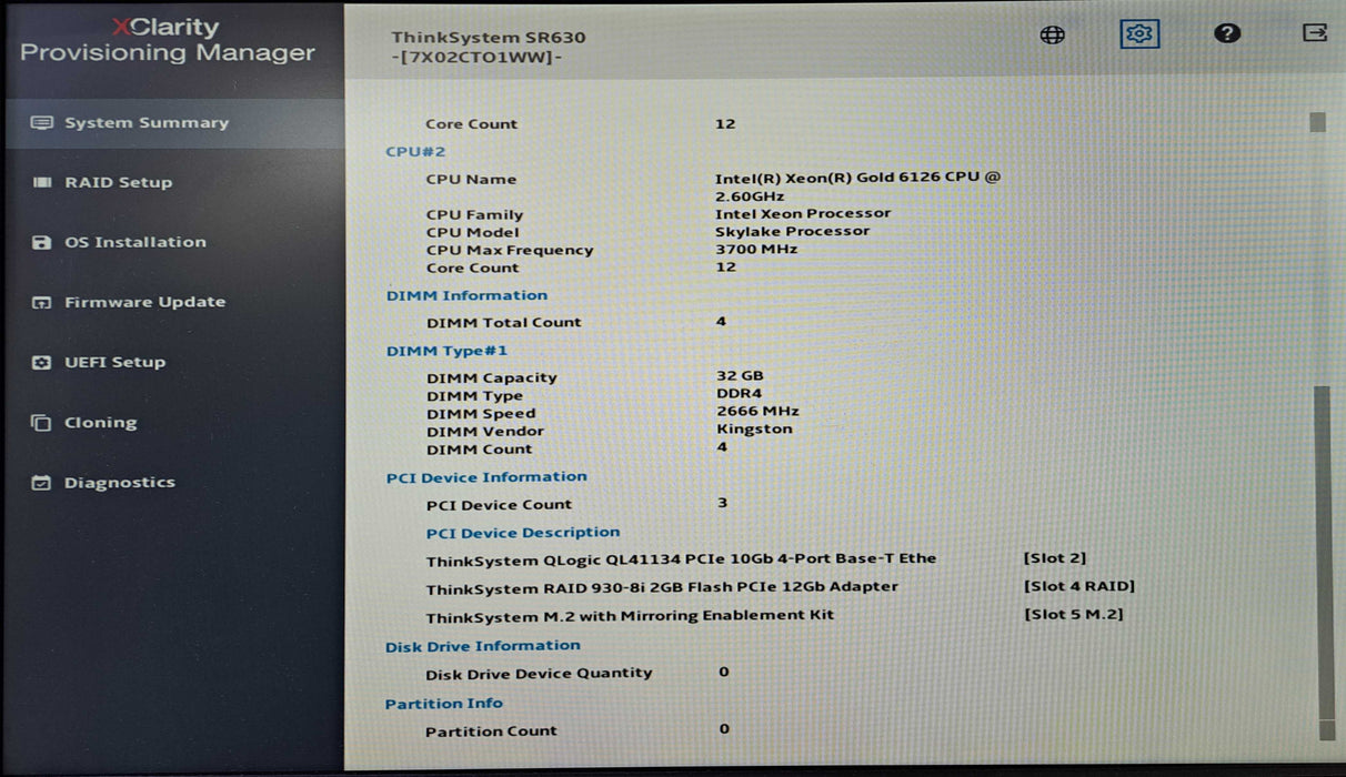 Lenovo SR630 1U 8x 2.5" | 2x Xeon Gold 6126, 128GB DDR4, 930-8i RAID, 10G NIC )
