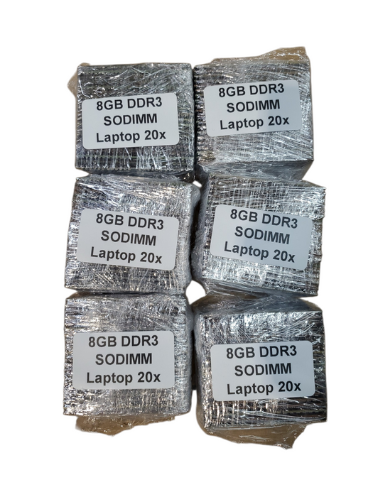 Lot of 120x, Assorted 8GB DDR3 SODIMM Laptop RAM