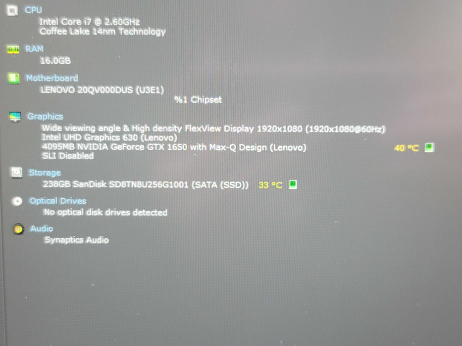 Lenovo ThinkPad X1 Extreme i7-9750H 16GB DDR4 GTX 1650 w/ Max Q 256GB SSD  Qβ Lap200