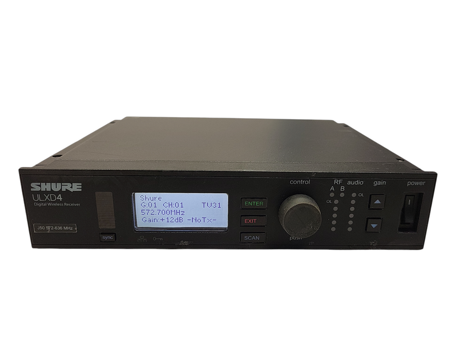 Shure ULXD4 Wireless Receiver J50 Frequency Band (572 - 636 MHz) No AC $