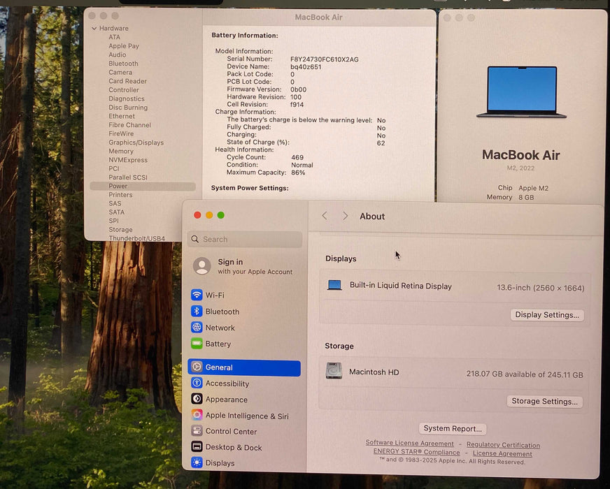 Apple MacBook Air 13 M2 2022 Midnight 8GB RAM 256GB SSD No Power Adapter