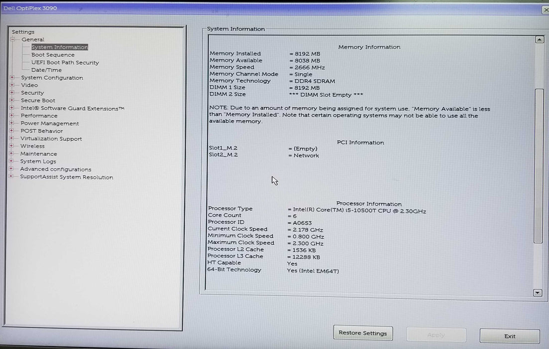 Dell OptiPlex 3090 Micro Intel i5-10500T CPU 2.30GHz 8GB RAM No HDD  Q