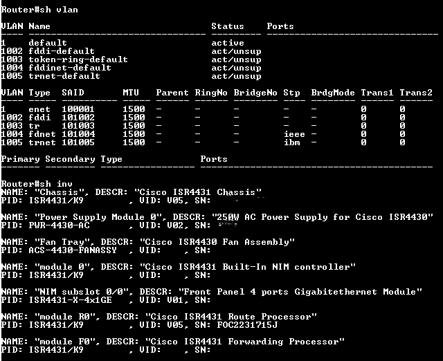 Cisco ISR4431/K9 v05 4400 Series Integrated Services Router, 1xPSU