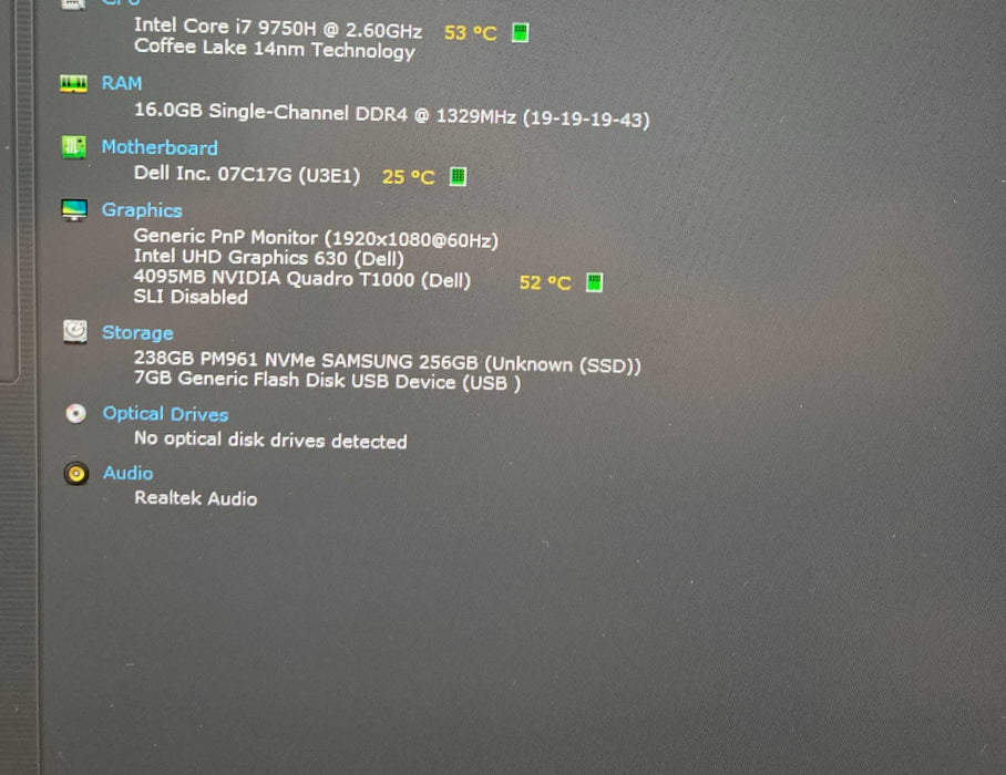 Dell Precision 5540 i7-9750H@2.6GHz QUADRO T1000 4GB GPU 16GB RAM 256GB SSD  Lap200