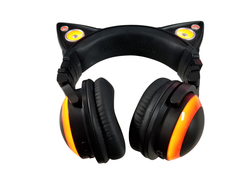 Brookstone wired Cat Ear Headphones w/ LED Lights and Case.