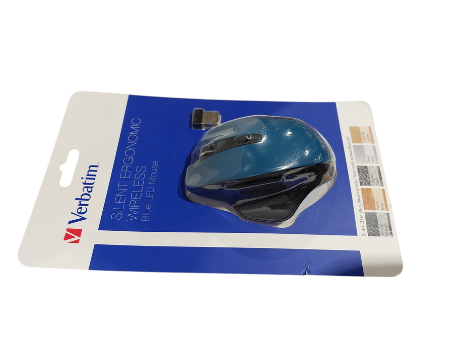 Verbatim Silent Ergonomic Wireless Blue LED Mouse Blue( New ) Q=
