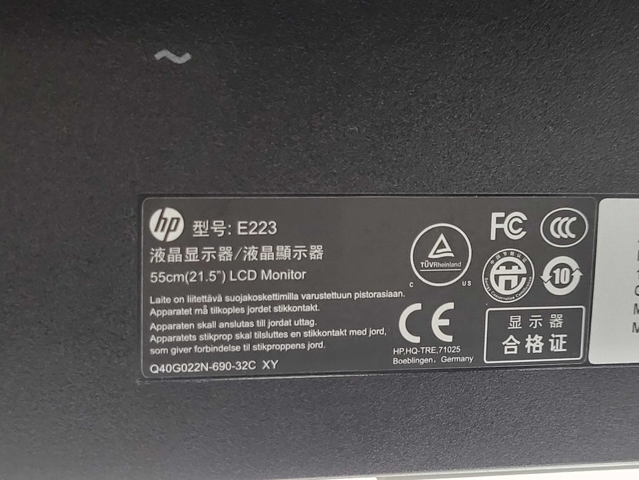 HP E223 21.5" FHD 1920x1080 IPS LED Monitor HDMI VGA DisplayPort  _