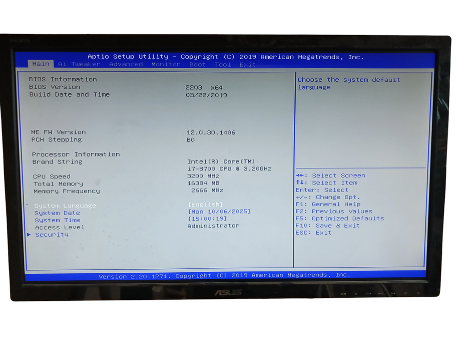 Antec Tower PC Intel i7-8700 @3.2Ghz Asus Prime Q370M-C 16GB DDR4 No HDD