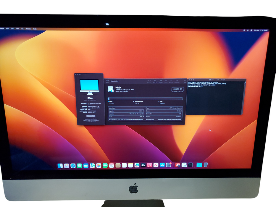 Apple iMac 27" 5K A1419 2017, i5-7500 3.40 GHz 8GB RAM 1TB HDD