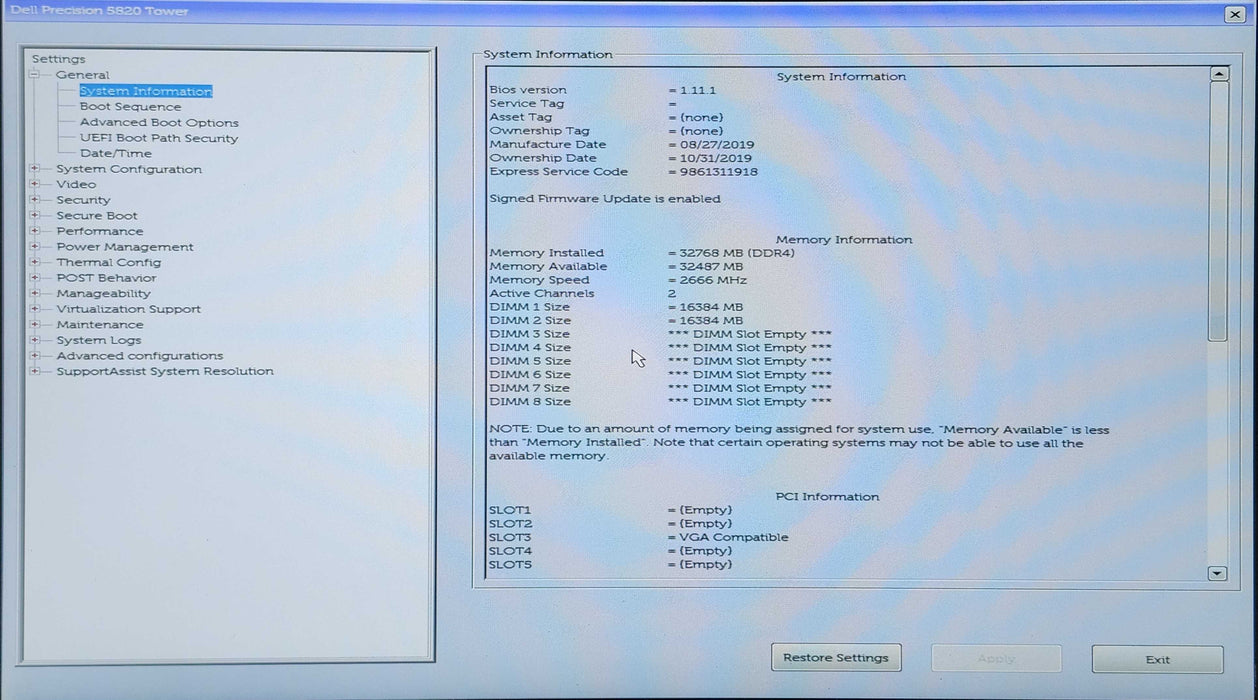 Dell PowerEdge T5820, Xeon W-2145, 32GB DDR4, P400, No HDD, 425W PSU