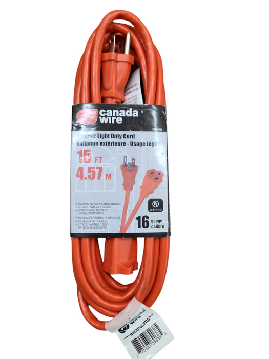 Lot 4x 15ft 1 Outlet Canada Wire Outdoor Light Duty General Extension Cord