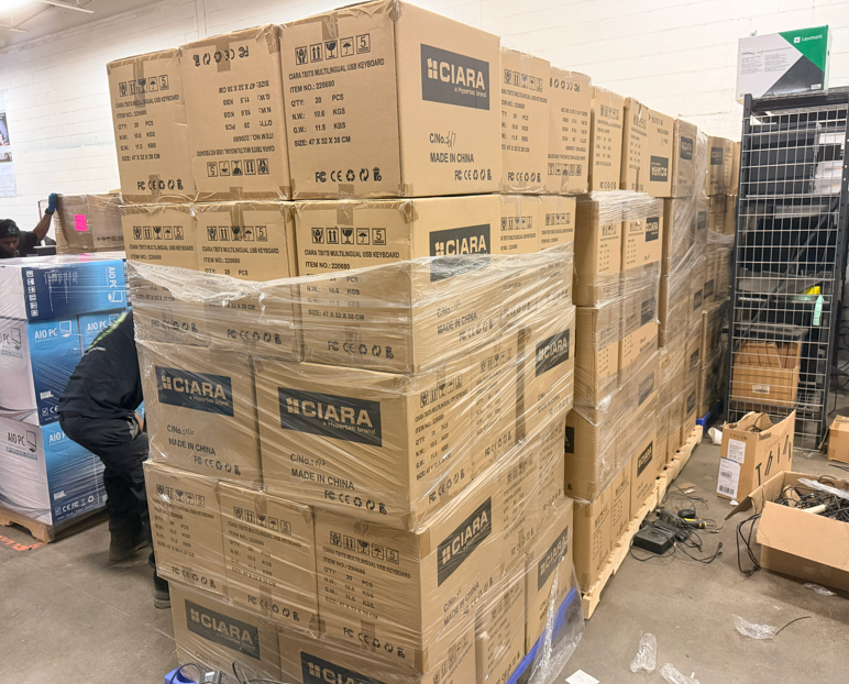 Pallet approx 700lbs French wired keyboards Q
