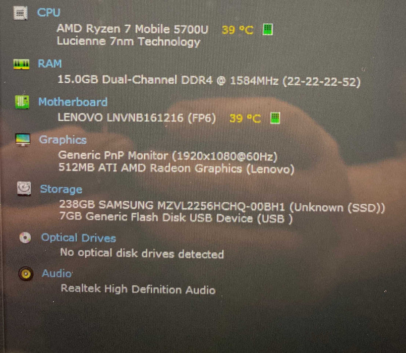 Lenovo YOGA 6 13 ALC6 TOUCH AMD Ryzen 7 5700U 16GB RAM 256GB SSD Q Lap200