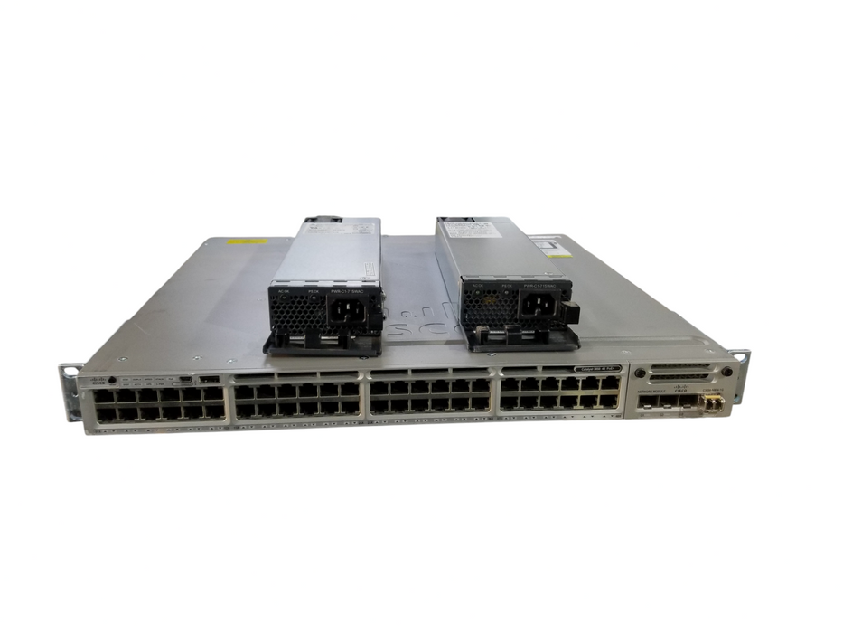 Cisco WS-C3850-48P 48 Port Gigabit PoE+ Switch w/ C3850-NM-4-1G 2x715W PSU