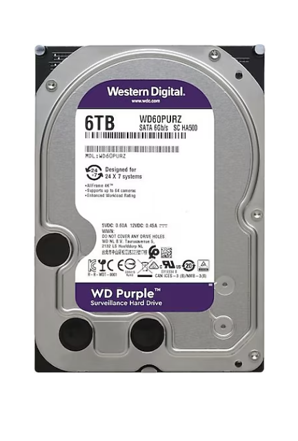 Western Digital Purple 6TB SATA 3.5' Surveillance 6 Gb/s 5400RPM WD60PURZ  Q