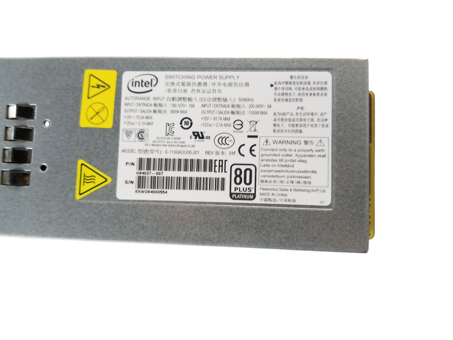 INTEL 1100W AC SWITCHING POWER SUPPLY Model: S-1100ADU00-201 P/N:G84027-007 Q