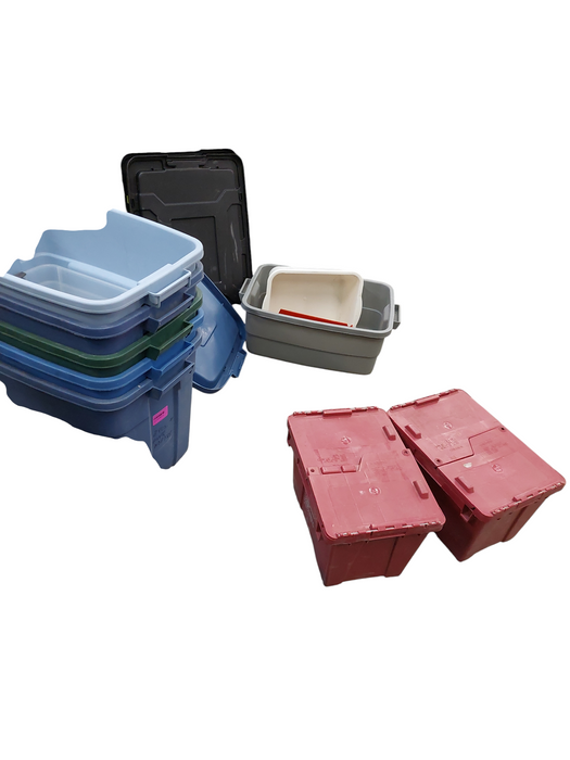 25 Resin Plastic Tote Bins & 1 Resin Pallet 34x48x46 Foldable Gaylord  =