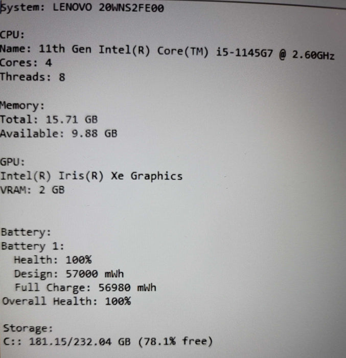 Lenovo ThinkPad T14s Gen 2 i5-1145G7 16GB DDR4 256GB NVMe Touch screen READ β Lap200