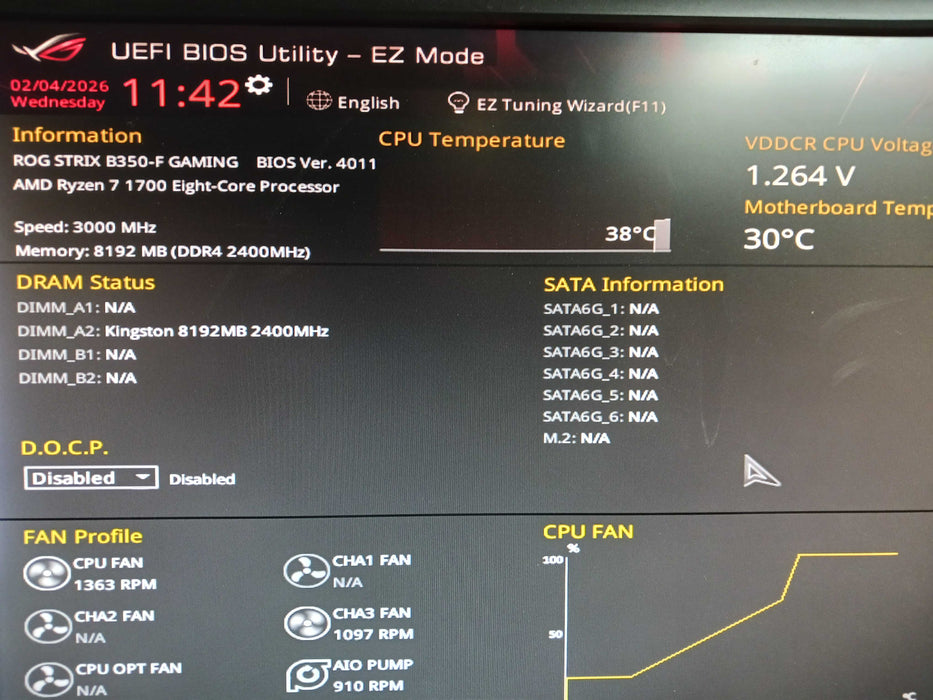 Custom Corsair PC AMD Ryzen 7 1700 Asus Strix B350-F Gaming 8GB DDR4 No HDD READ