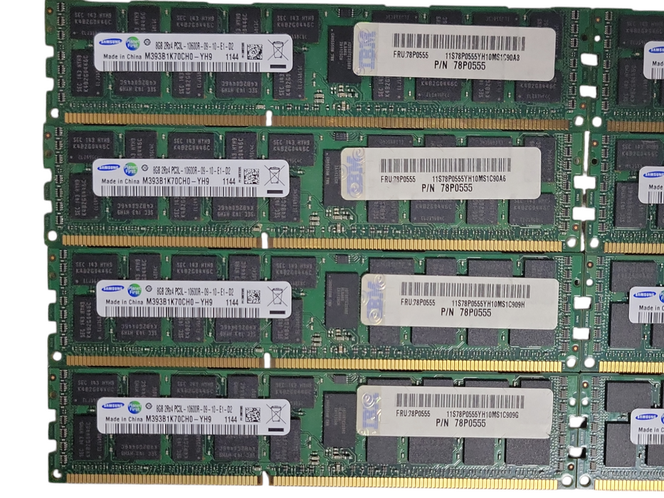 Lot of 8x Samsung 8GB 2Rx4 PC3L-10600R ECC DDR3 Server RAMs _