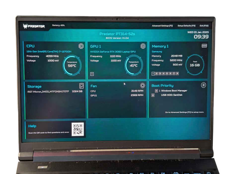 Acer Predator Triton 300 SE Intel Core i7-12700H 16GB RAM 1TB NVMe SSD  - Lap200