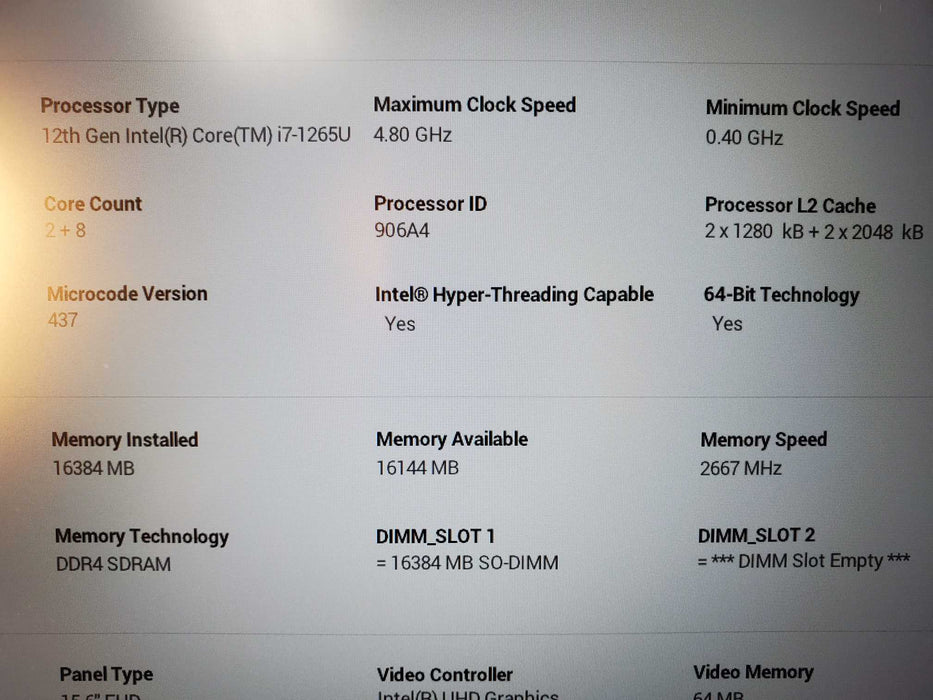Dell Latitude 5530 Core i7-1265U 16GB RAM 256GB SSD  Lap200