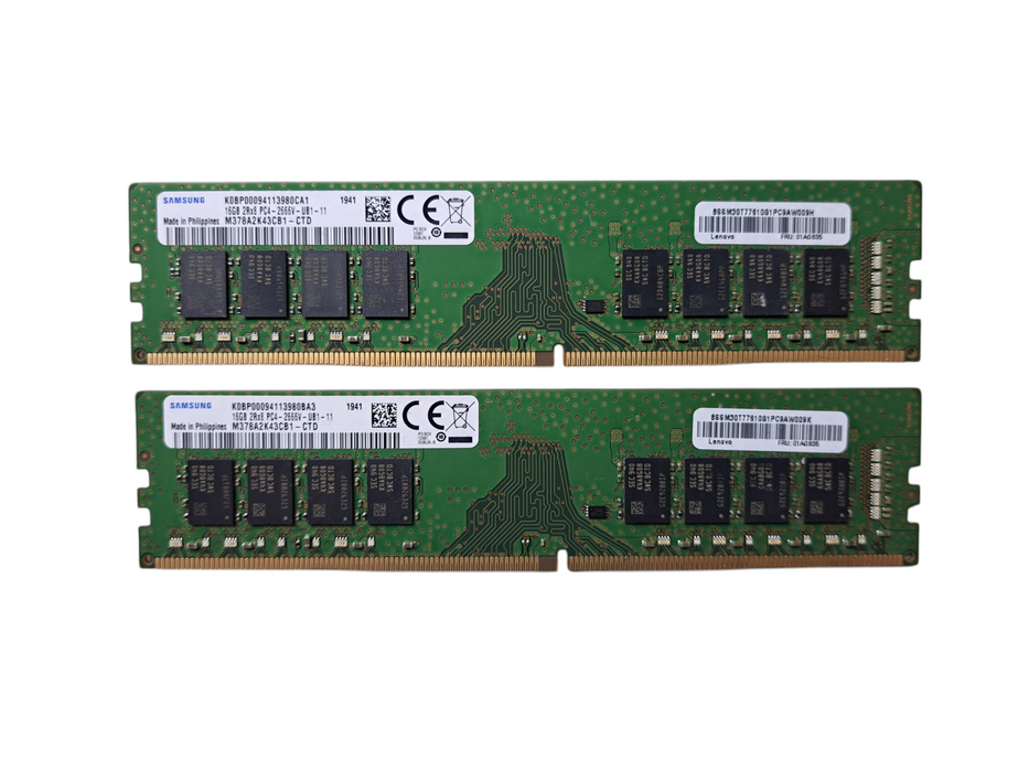 Samsung 32GB (2x16GB) 2Rx8 PC4-2666V-UB1 | DDR4 Desktop Memory M378A2K43CB1 )