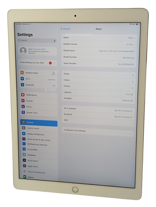 Apple iPad PRO 12.9 inch 2nd Gen 512GB UNLOCKED  -