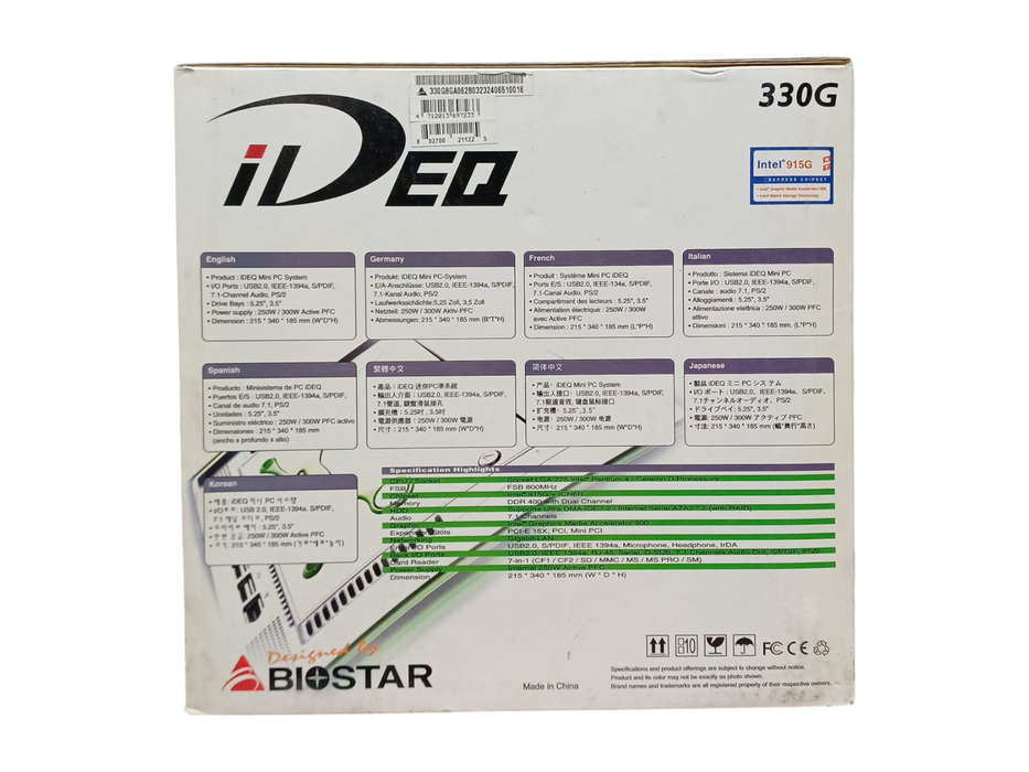 Biostar iDEQ 330G HTPC Barebone, Mini PC System